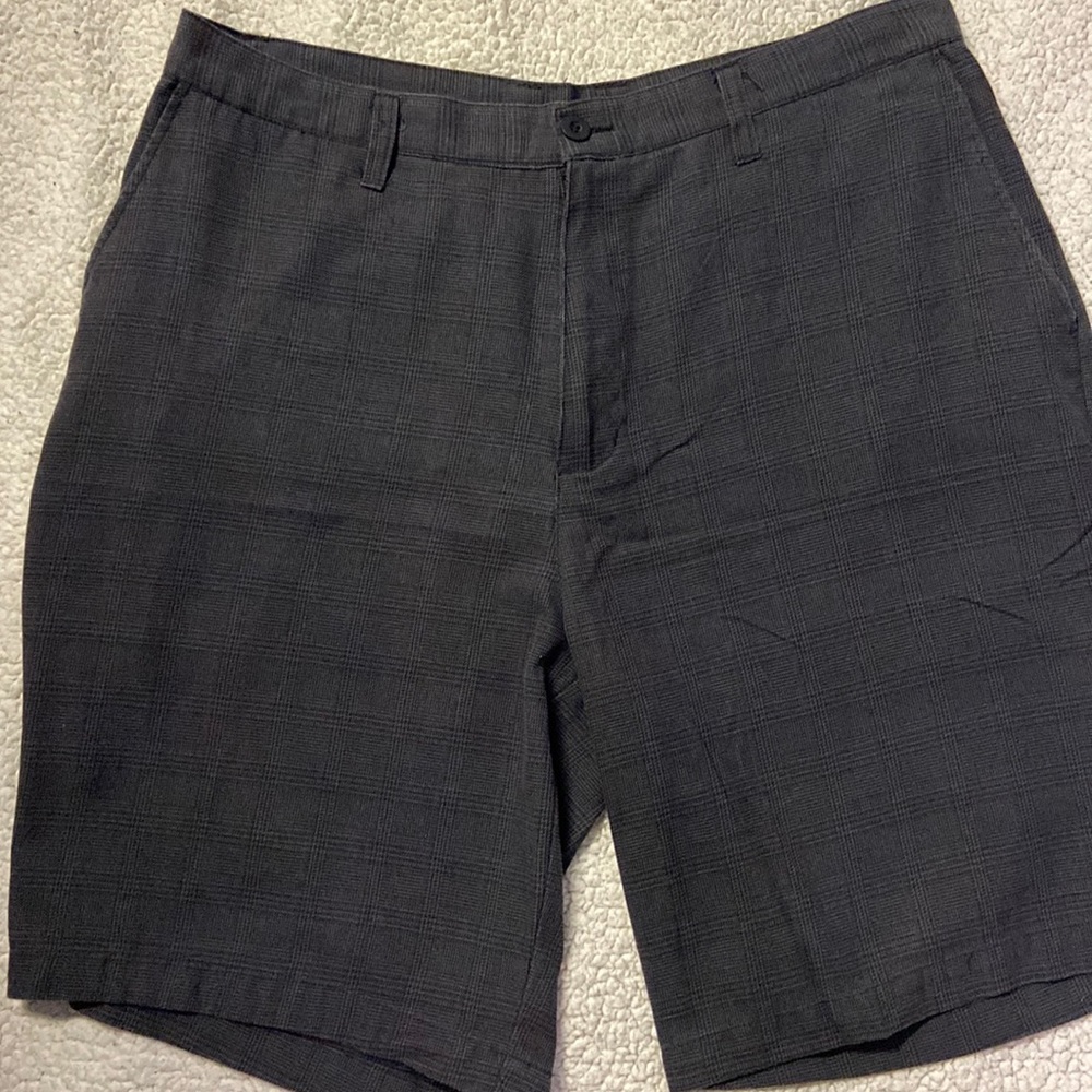 Burnside flat front shorts size 36 in great condition. Black plaid color